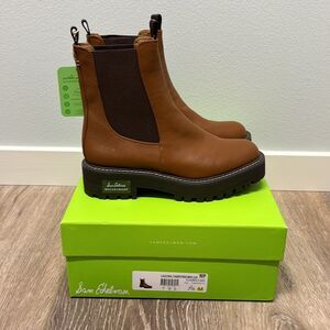 NEW Sam Edelman Laguna Leather Waterproof Lug Sole Chelsea Boot Tawney Brown 7.5